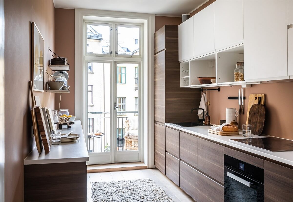 kitchen-wooden-cabinets-brown-walls-nordroom