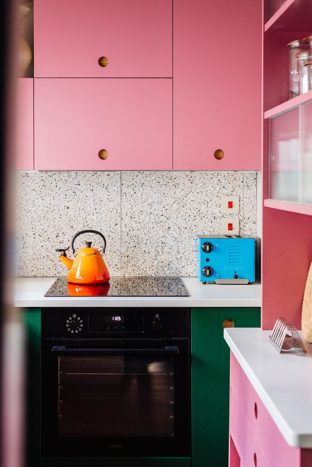 tiny-kitchen-pink-green-cabinets-nordroom