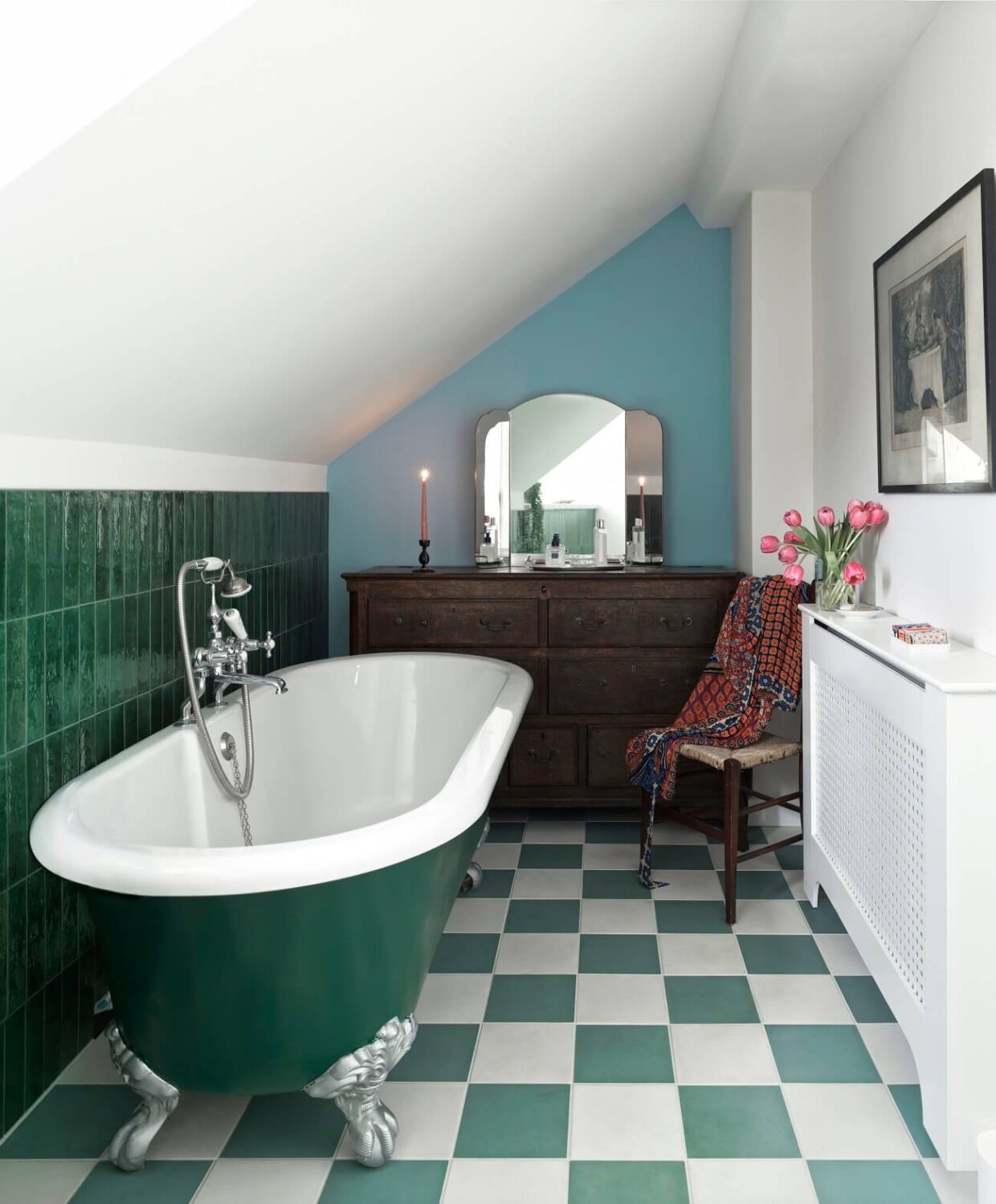 bathroom-green-wall-tiles-freestanding-bath-checkerboard-floor-tiles-antique-vanity-nordroom