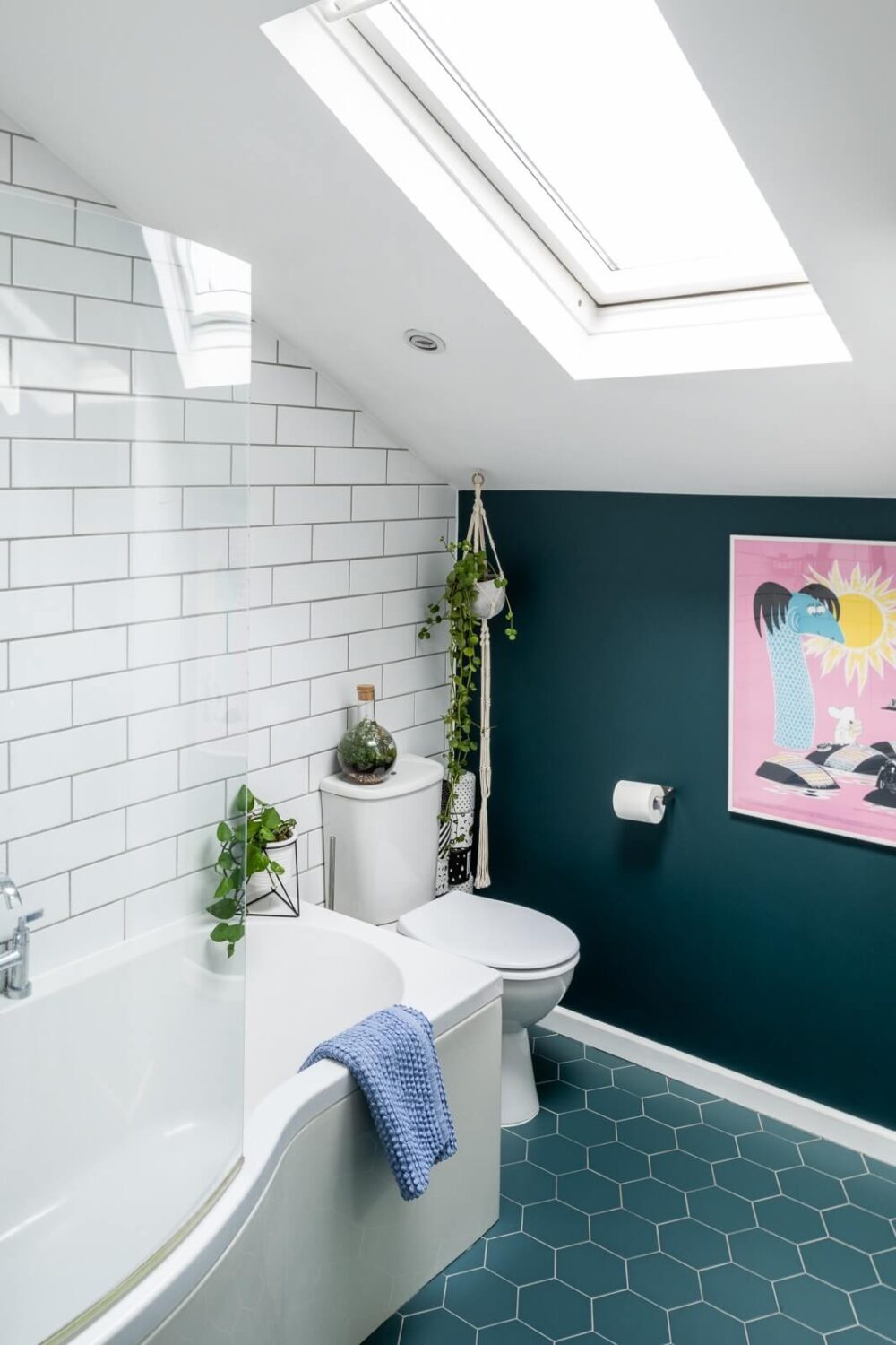 bathroom-blue-floor-tiles-slanted-ceiling-nordroom