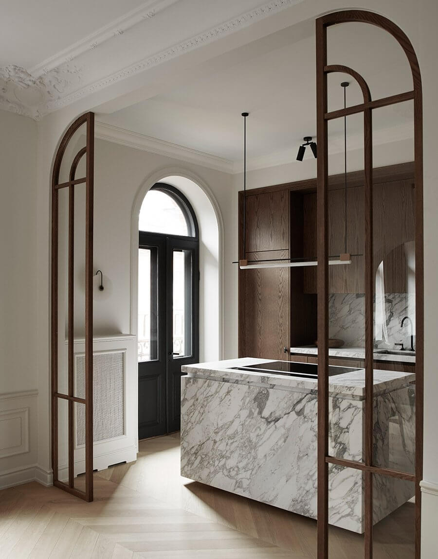 wooden-architect-kitchen-marble-island-design