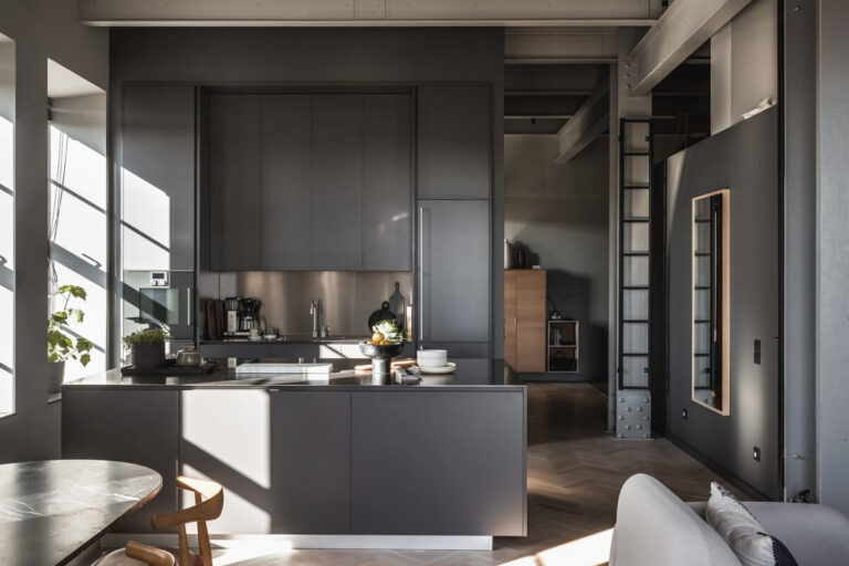 Image showcasing A Modern Gray Industrial Apartment - The Nordroom