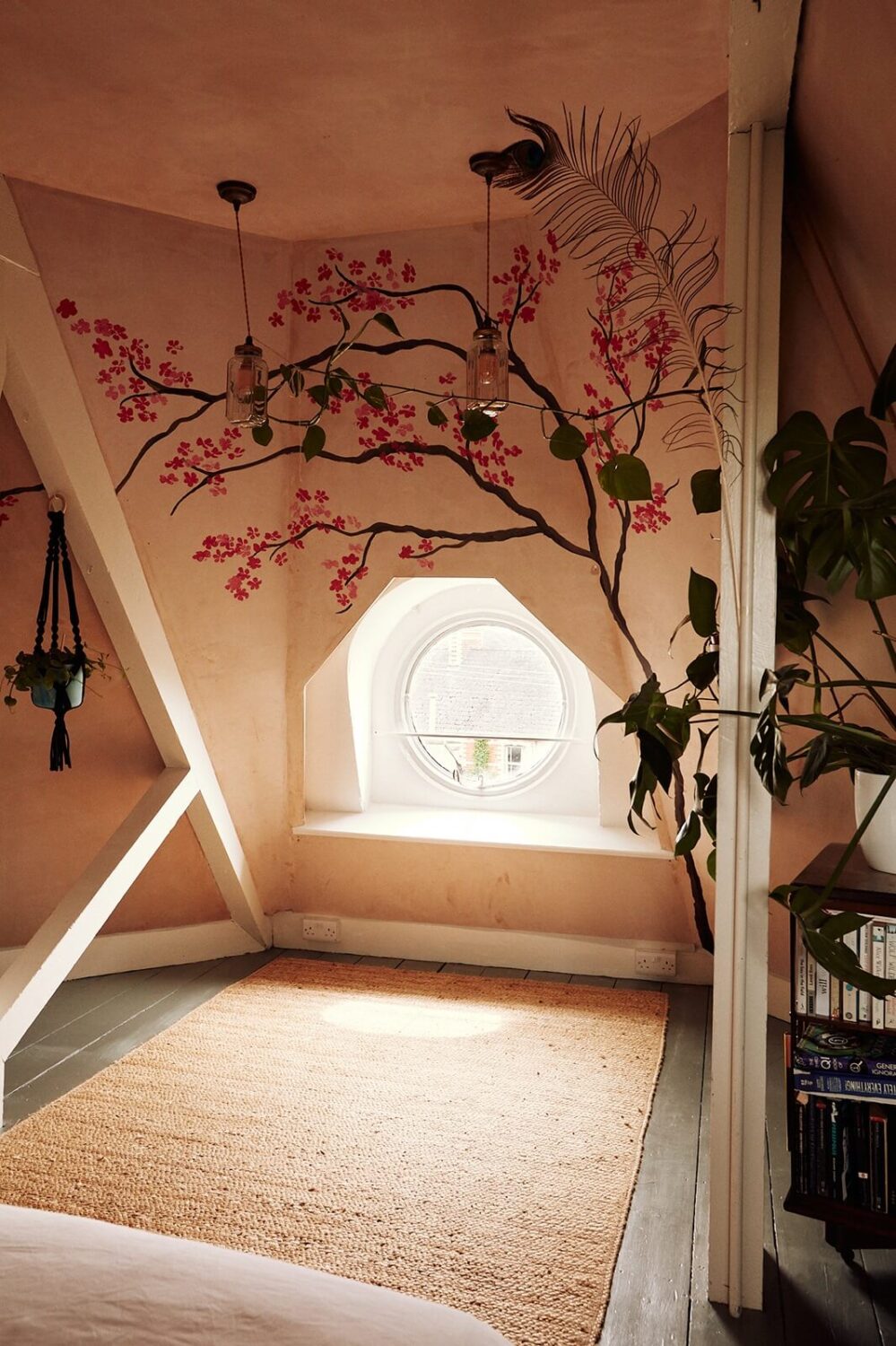 attic-bedroom-slanted-ceiling-floral-mural-nordroom