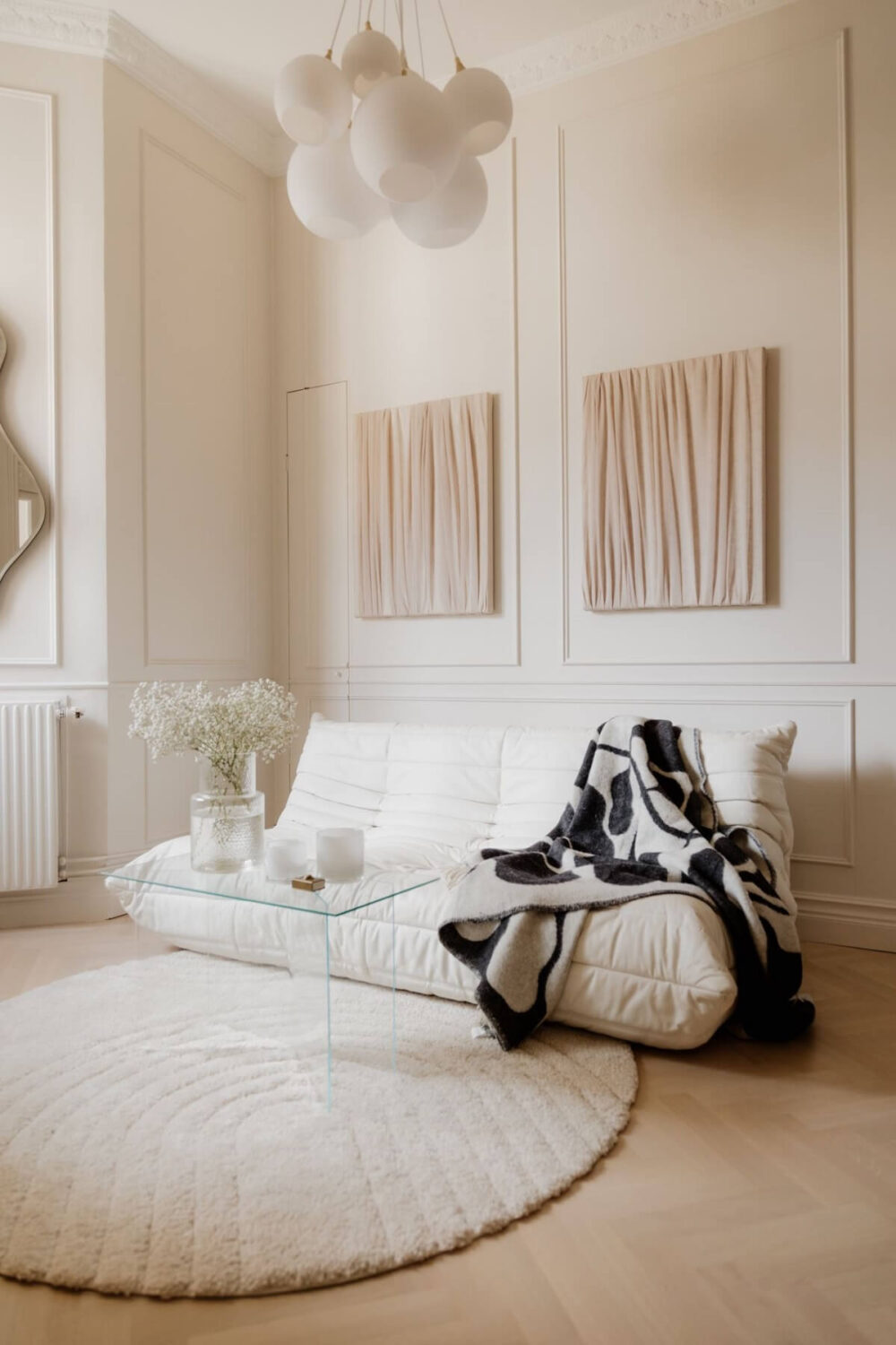 A Small Beige Apartment with Niches and Built in Storage The