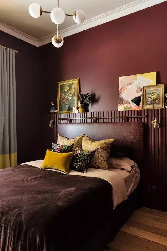 burgundy-bedroom-leather-headboard-ribbed-feature-wall-nordroom