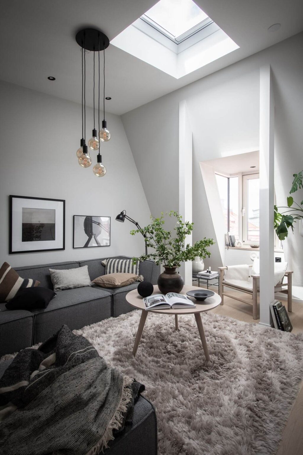 A Stylish Scandinavian Attic Apartment - The Nordroom - Gray And White Scandinavian Apartment Decor Inspiration