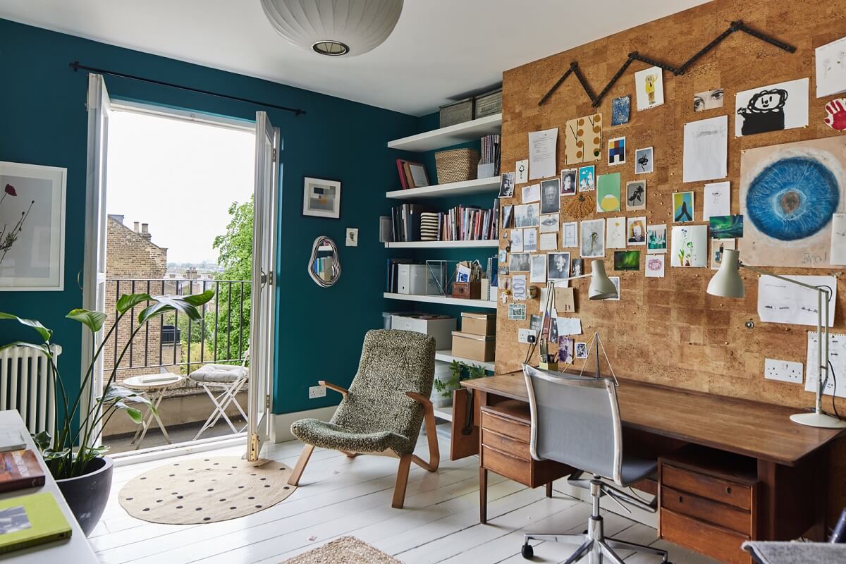 home-office-desk-cork-wall-teal-paint-nordroom