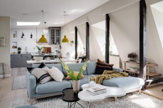 Renovating A Scandinavian Apartment With Natural Wood Beams photo