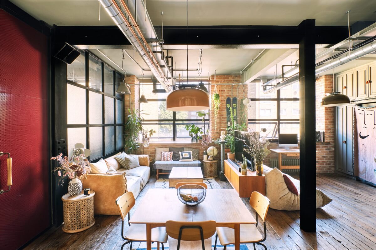 An Industrial Warehouse Apartment in London 1 open-plan-living-space-industrial-home-london-nordroom