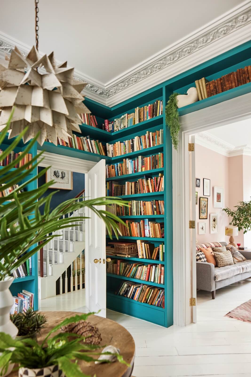 A Light Victorian Townhouse with Teal Reading Room