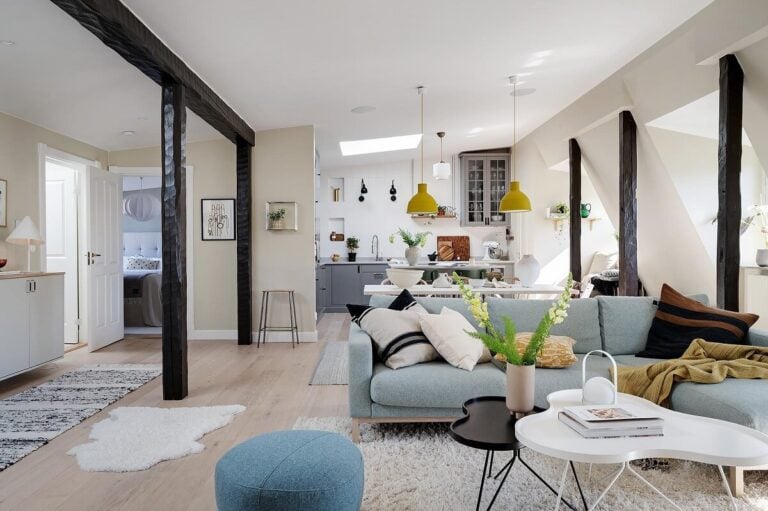 A Modern Scandinavian Attic Apartment - The Nordroom - Renovating A Scandinavian Apartment With Natural Wood Beams