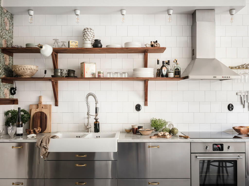 stainless-steel-kitchen-white-tiles-open-shelves-nordroom