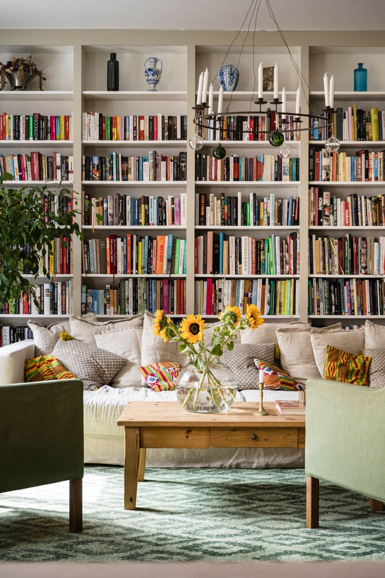 Green Color Accents in a Beautiful Historic Apartment