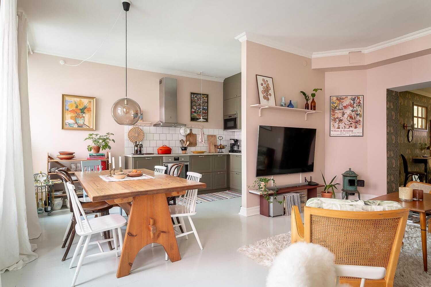 A Bright Swedish Apartment with William Morris Wallpaper