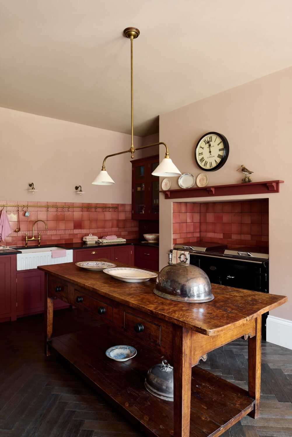 An English Country House Kitchen with Pink Tiles - The Nordroom