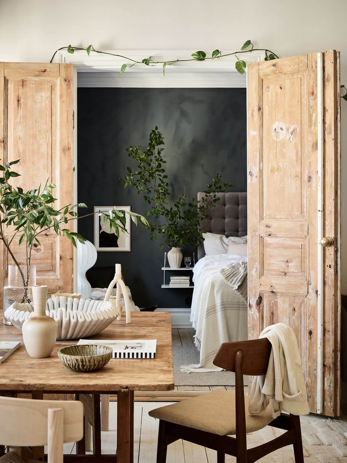 A Swedish Apartment with an Exposed Brick Wall