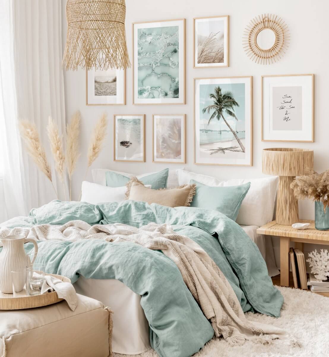 bedroom-neutral-base-light-yellow-color-accents-gallery-wall-nordroom