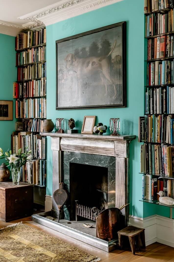 fresh-blue-walls-sitting-room-fireplace-bookshelves-nordroom