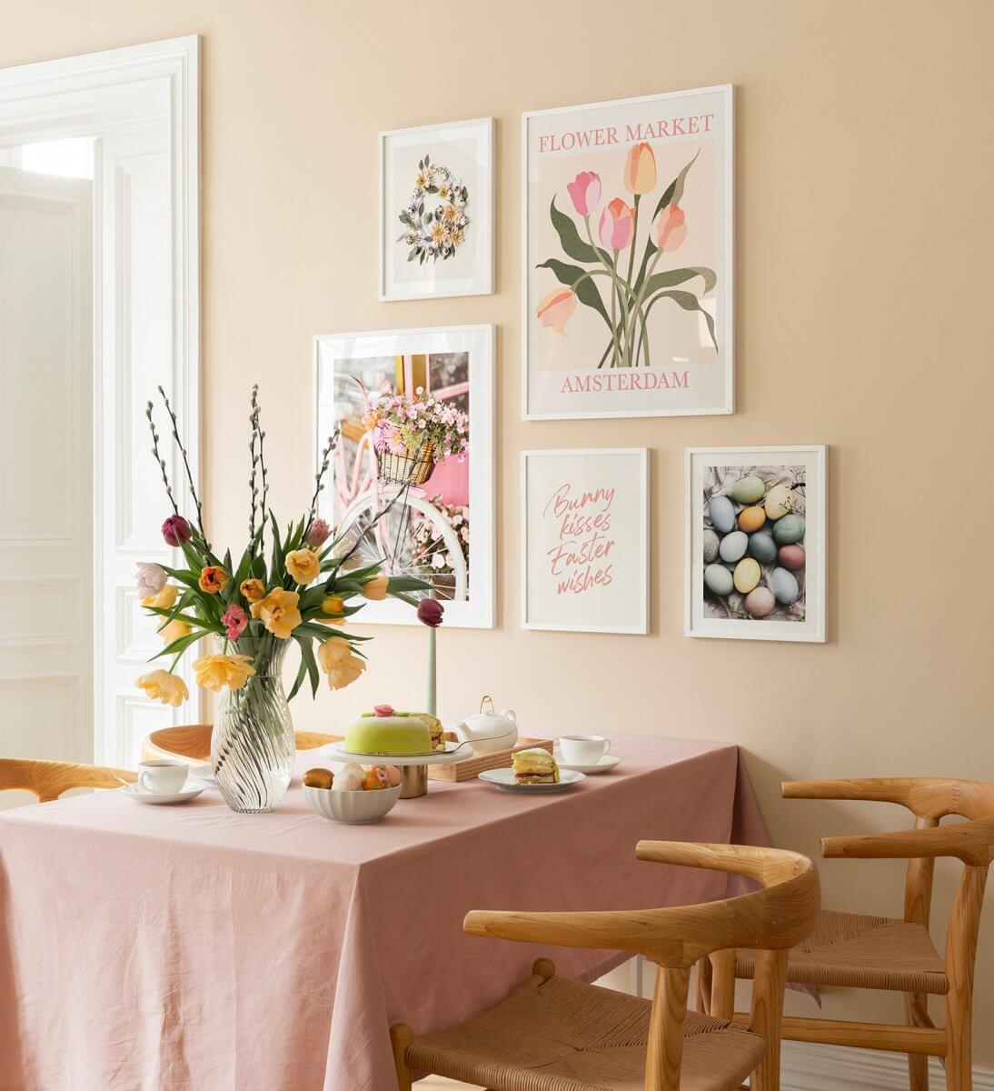 kitchen-dining-space-light-yellow-wall-pink-table-cloth-nordroom