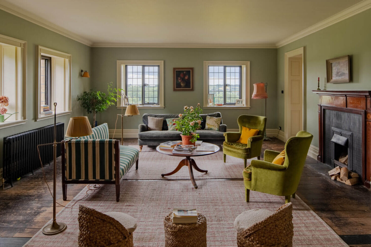 living-room-blue-gray-farrow-ball-wall-paint-country-house-england-clarence-and-graves-nordroom