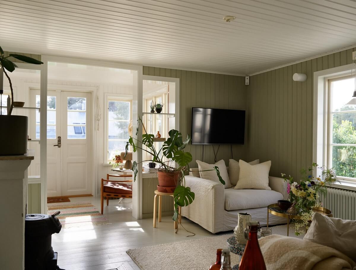 living-room-green-painted-wooden-walls-nordroom