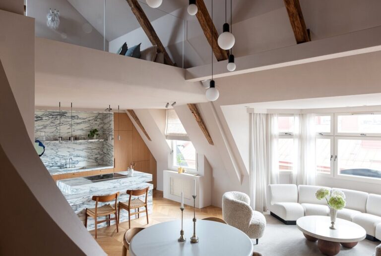 Penthouse Apartment With Artistic Ceiling Feature photo