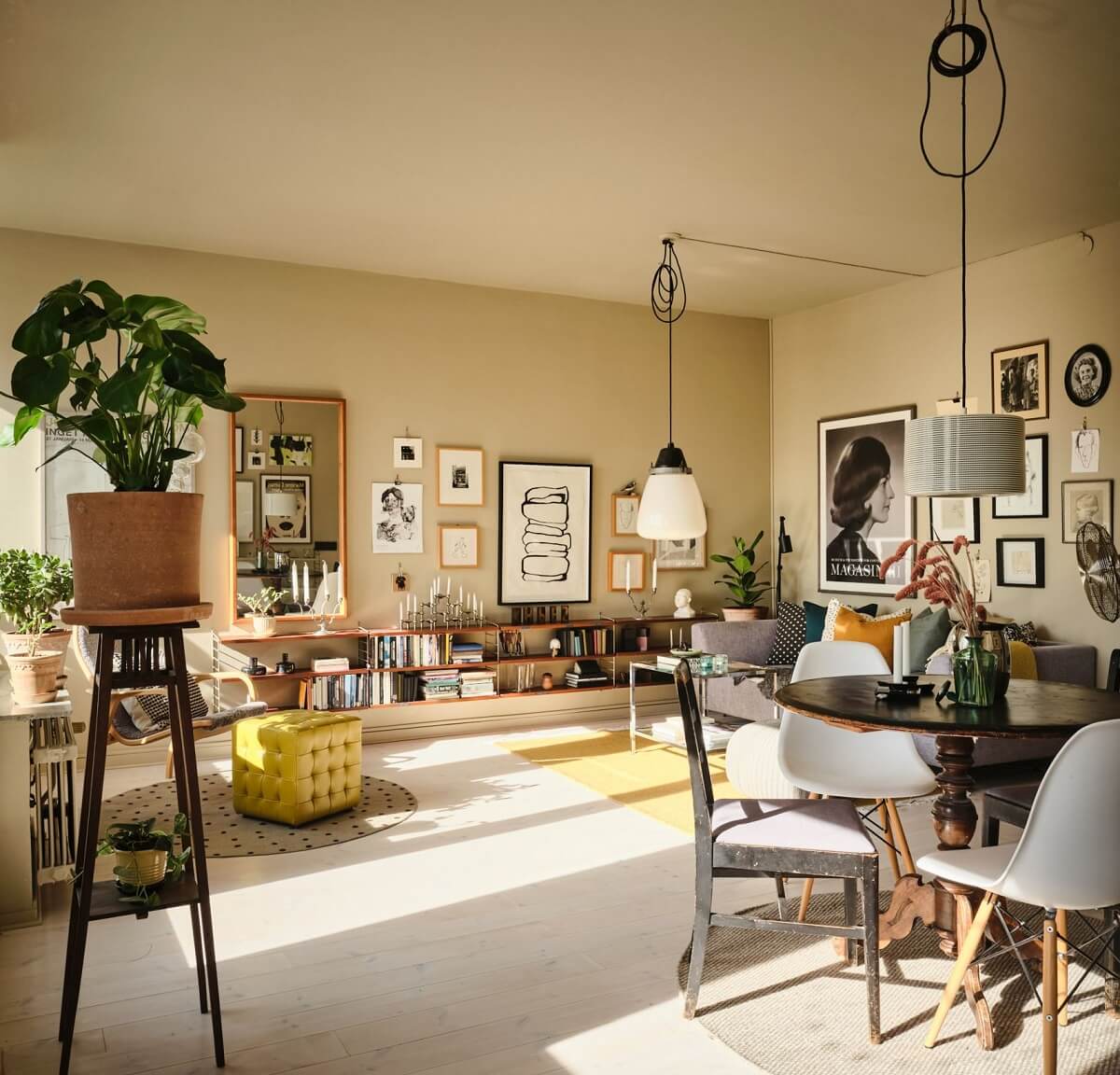 A Serene Beige Apartment with Two Balconies