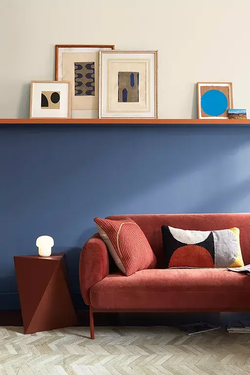 Dark-Blue-Paint-Wall-Color-Red-Couch-benjamin-moore-nordroom