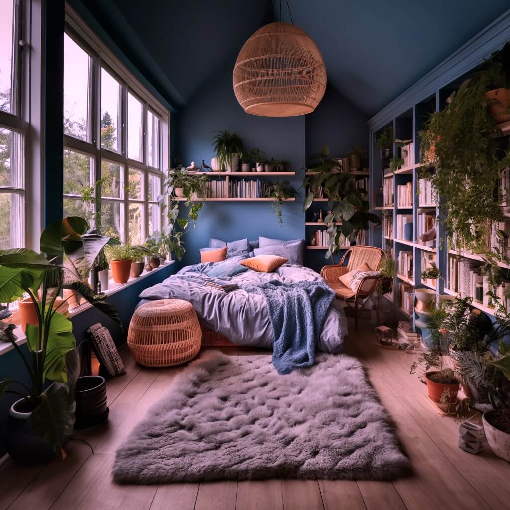 blue-bedroom-bookshelves-benjamin-moore-nova-blue-nordroom
