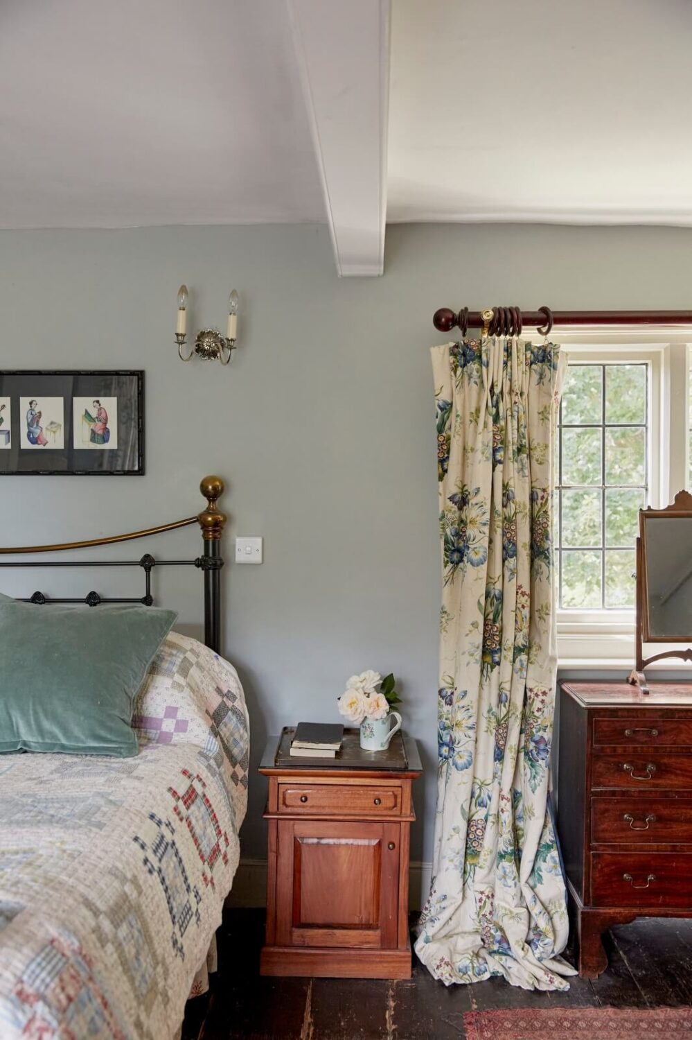 ice blue walls cottage bedroom