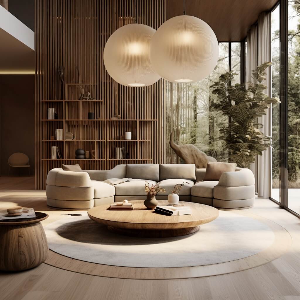japandi-living-room-wood-accent-wall-round-rugs-interior-trends-2024-nordroom