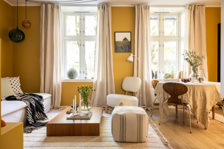 Image showcasing An Oslo Apartment with a Yellow Living Room - The Nordroom