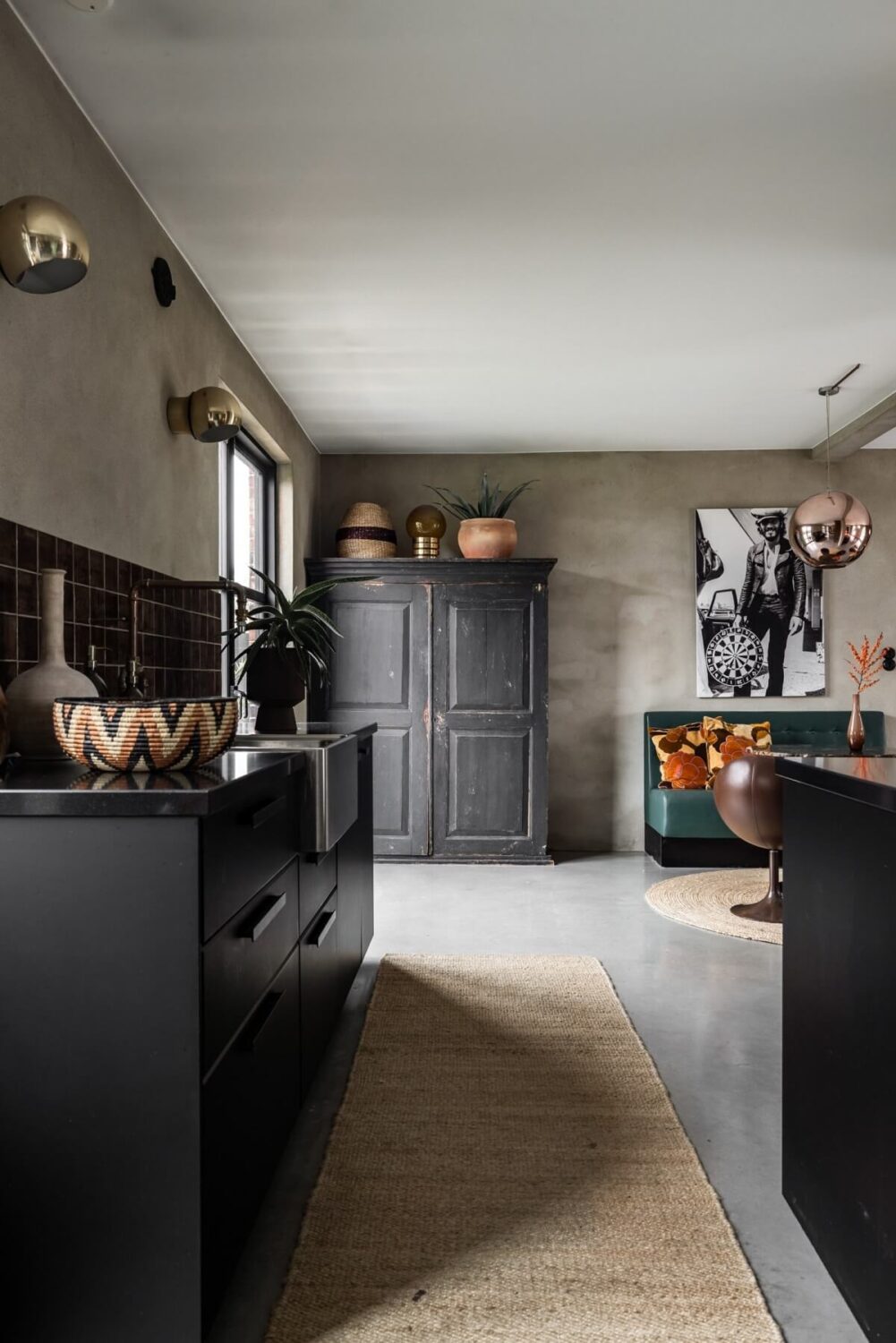 black-kitchen-cabinets-burgundy-tiles-nordoom