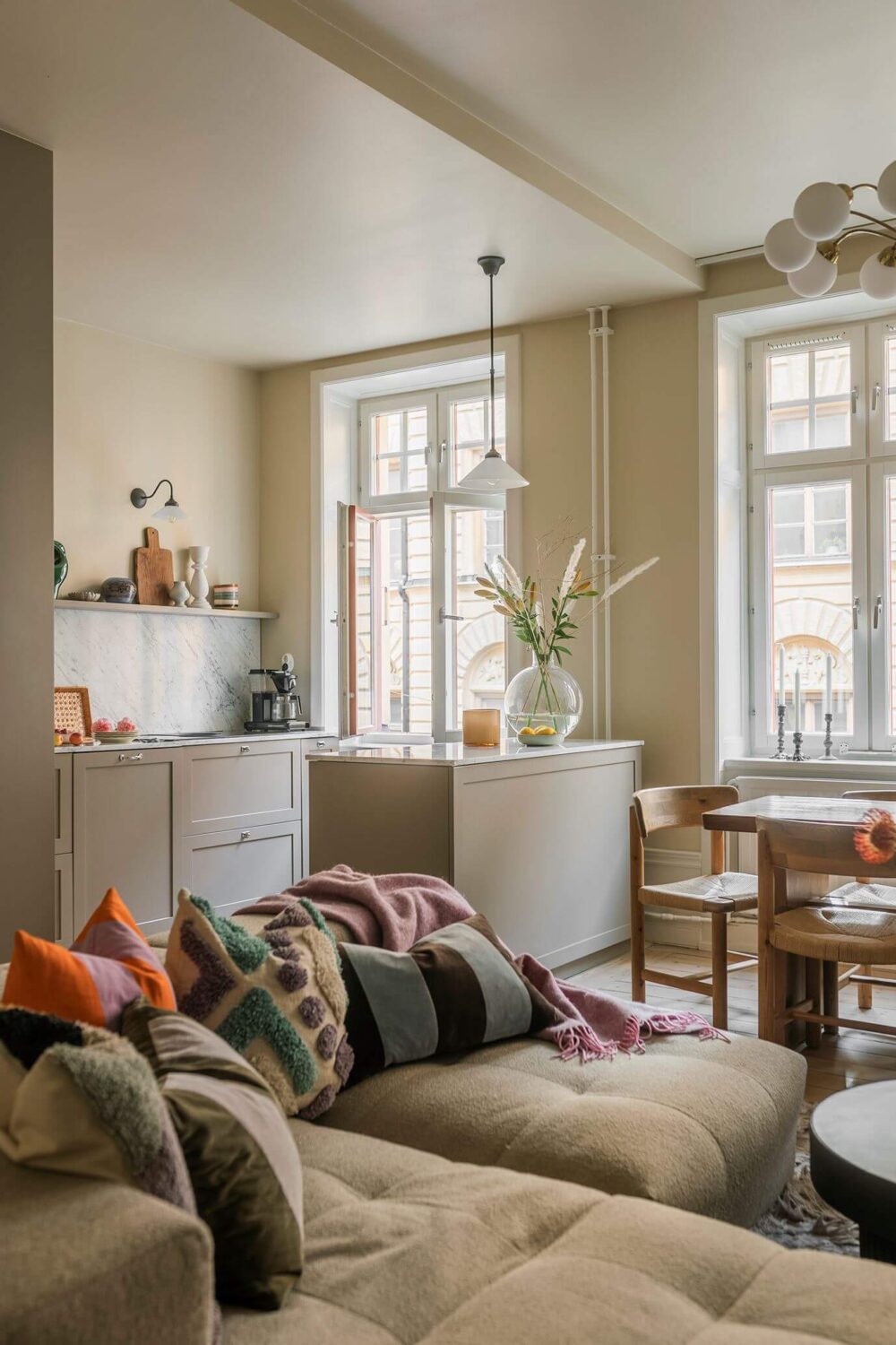 corner sofa with pillow scandinavian home