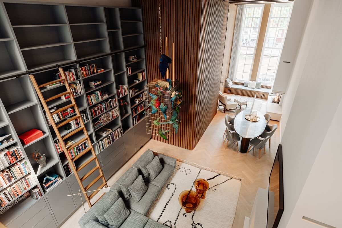 living room bookcases high ceilings