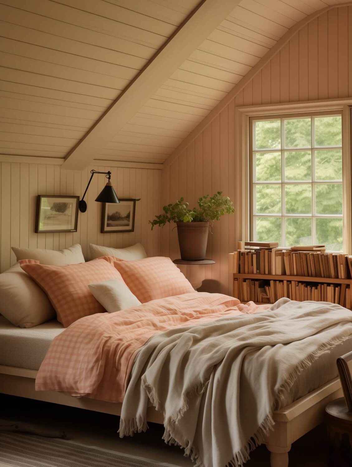 bedroom slanted ceiling peach walls pantone color of the year peach fuzz nordroom