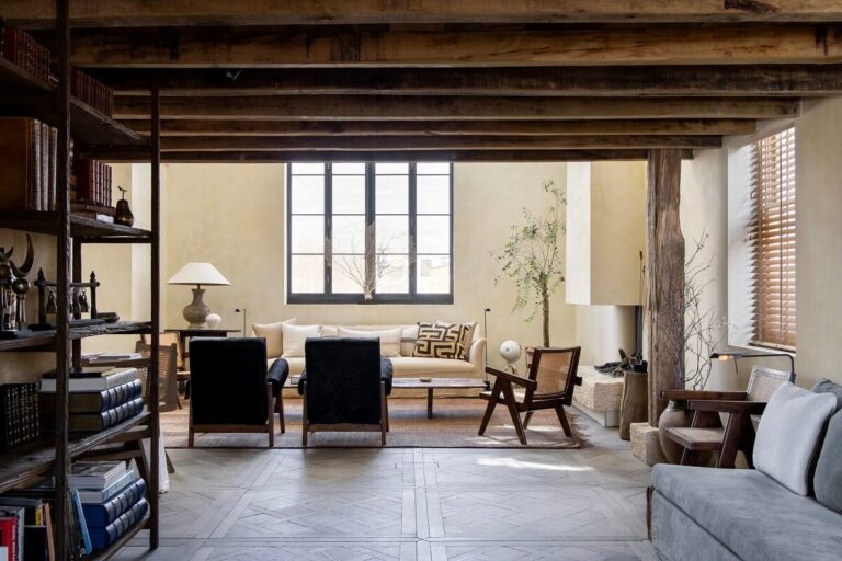 Modern Rustic Interiors in a Notting Hill Penthouse - The Nordroom - Rustic Wooden Floor Design For Penthouse Living Room