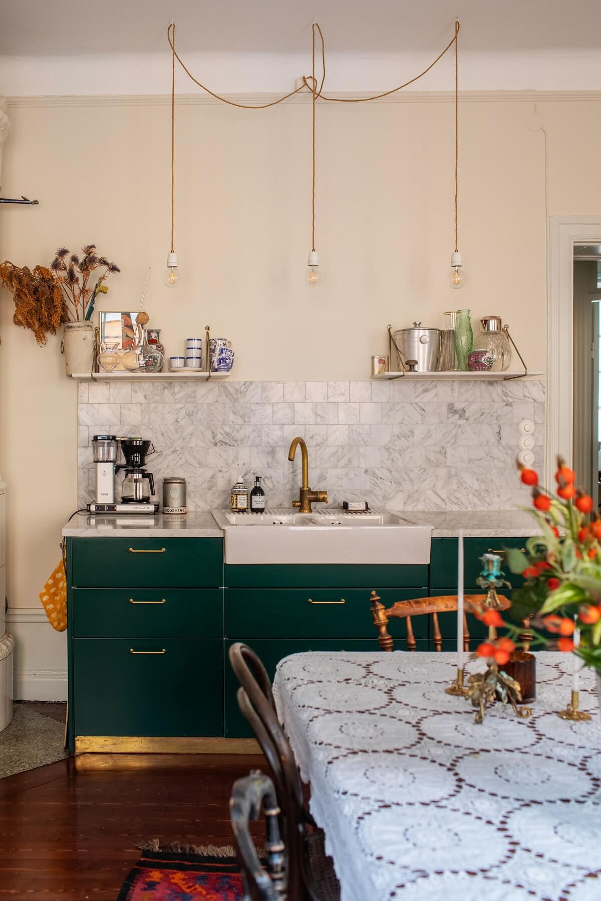 Photo inspiration: Cozy Scandinavian Apartment Kitchen Photos Reference: A Cozy Swedish Apartment With A Green Kitchen