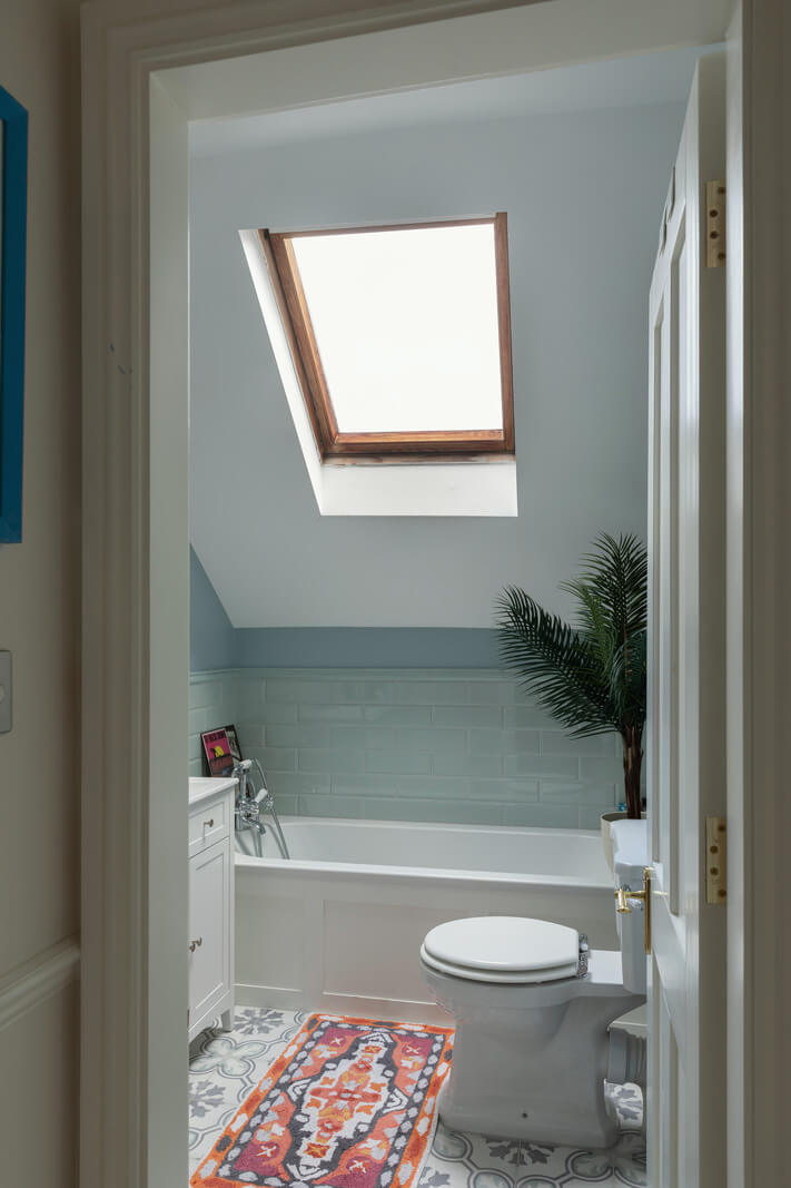 bathroom slanted ceiling skylight