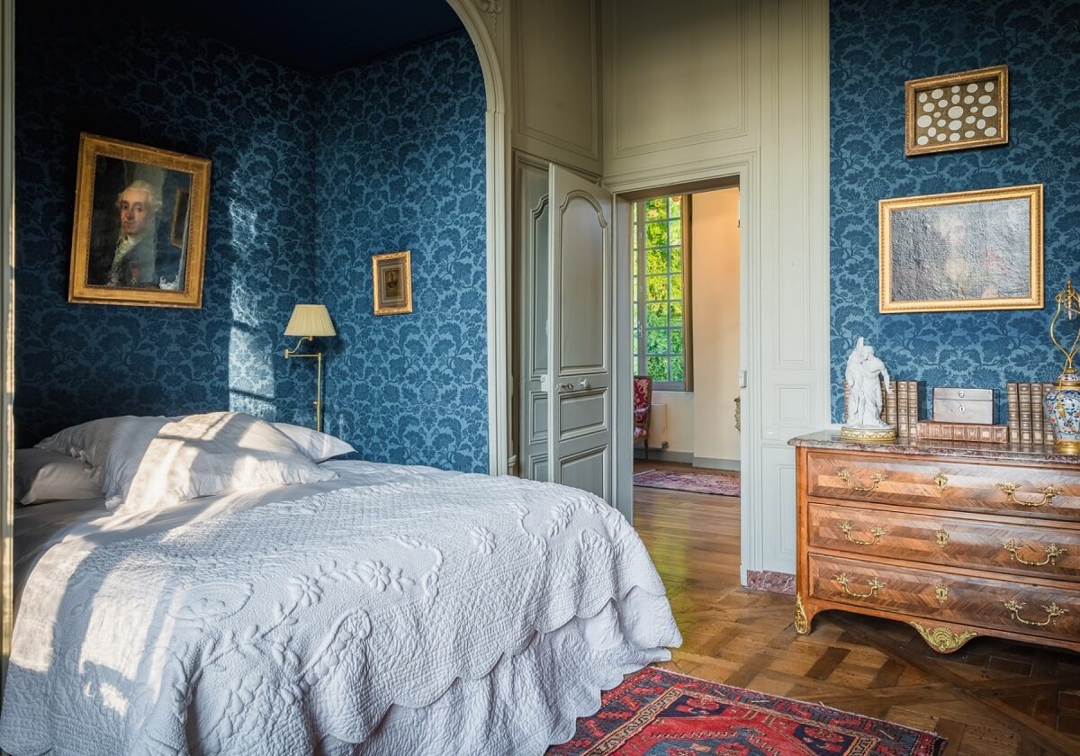 blue bedroom french chateau