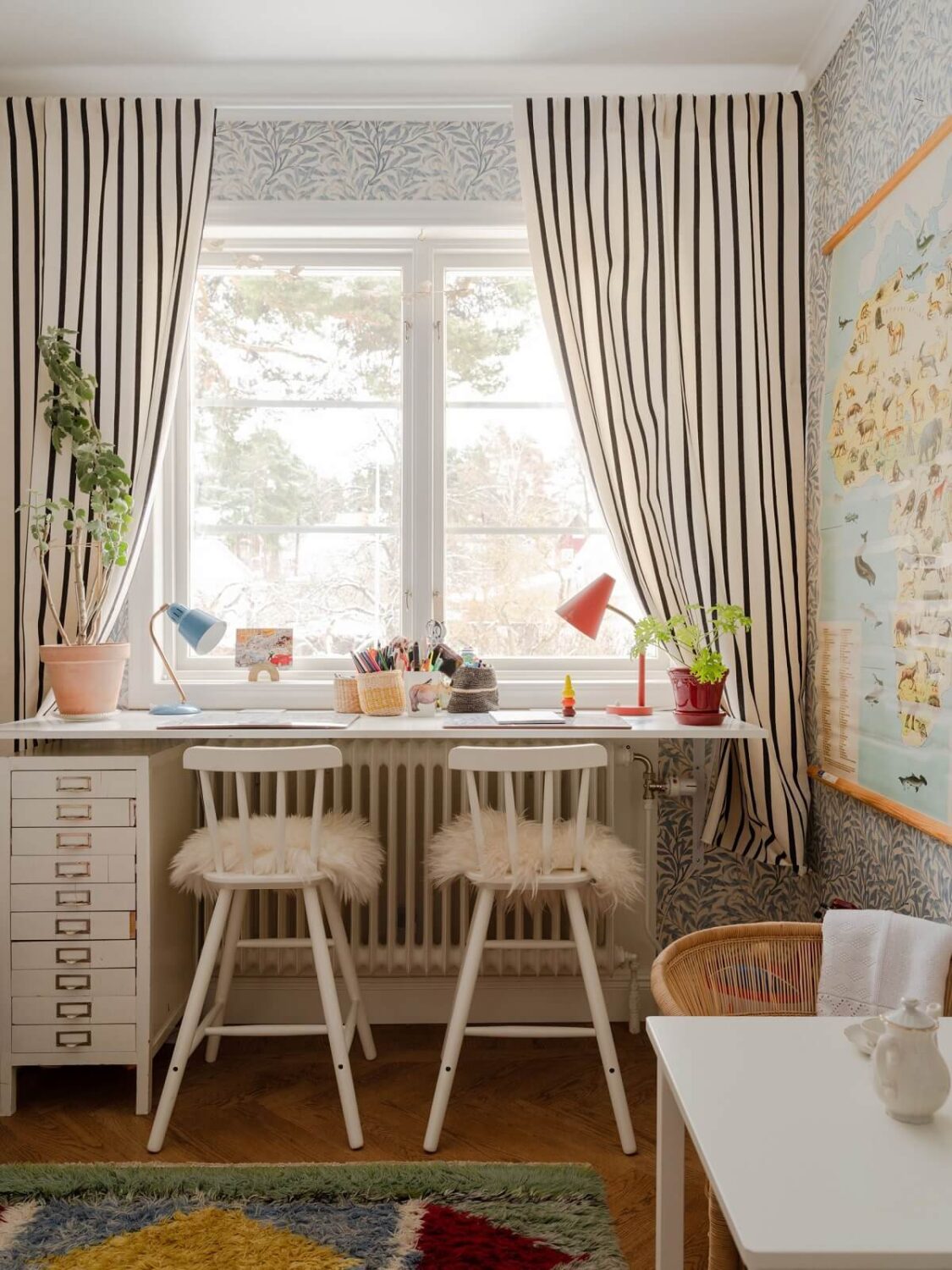 children craft room striped curtains nordroom