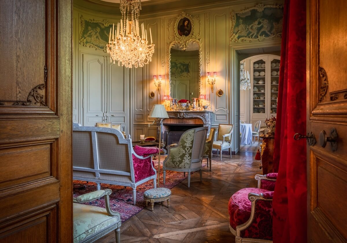 living room renovated french chateau