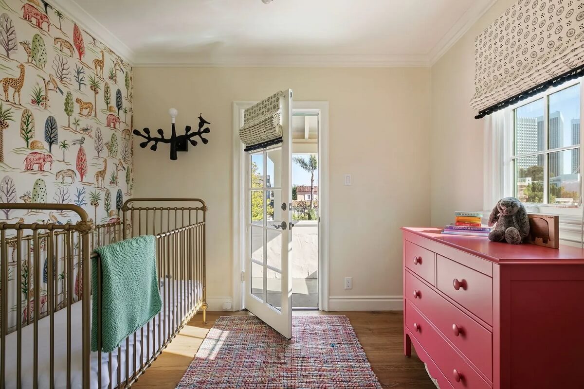 nursery-walpaper-pink-dresser-nordroom