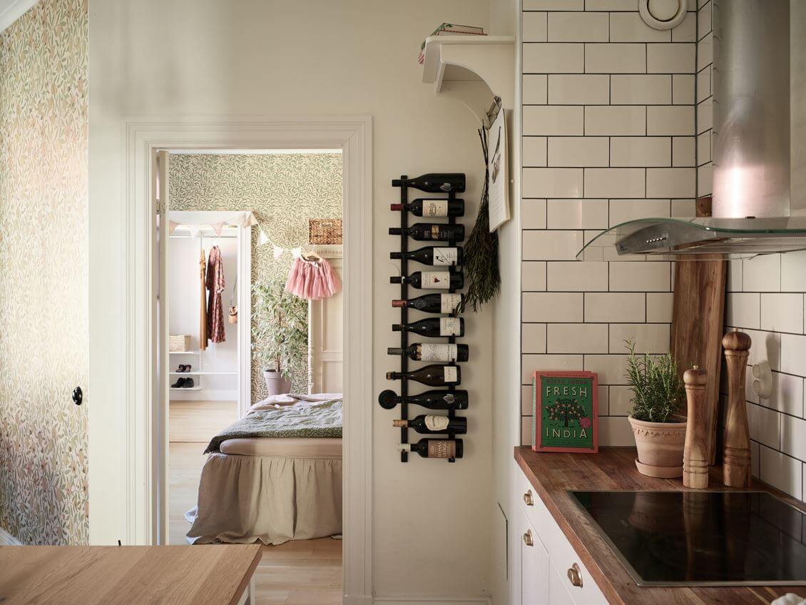scandinavian kitchen white subway tiles