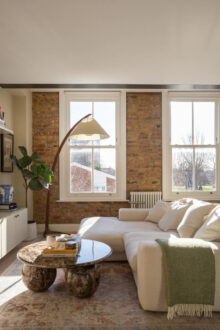 View of An Exposed Brick Wall in a London Duplex Apartment - The Nordroom