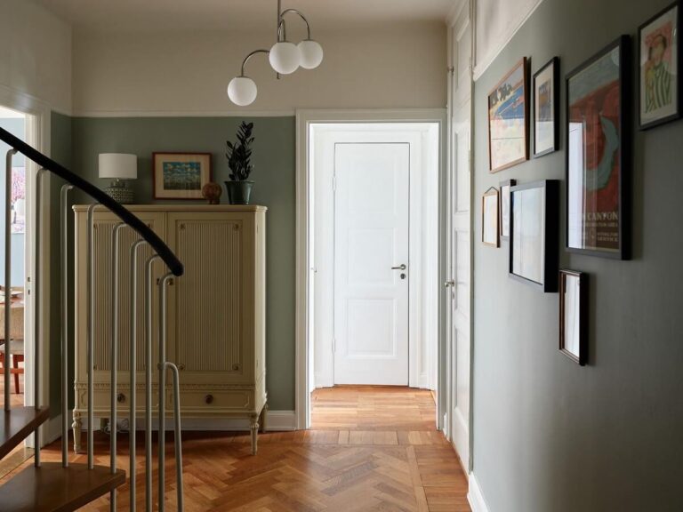 View of Green Tones in a Renovated Stockholm Duplex Apartment - The Nordroom