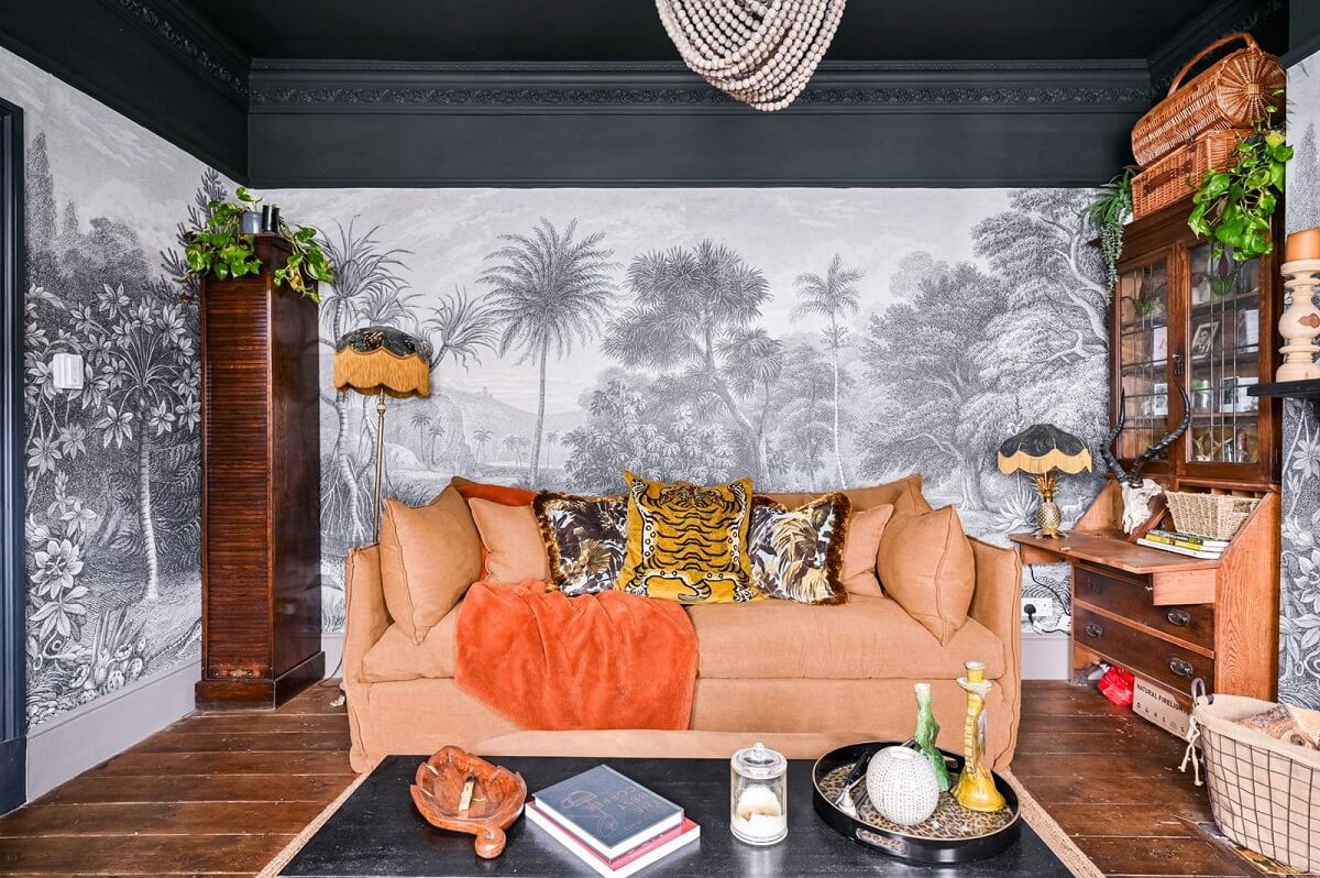 gray-wall-murals-painted-ceiling-living-nordroom