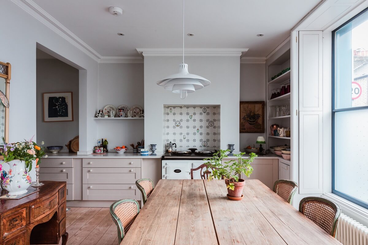 kitchen with rustic wooden table