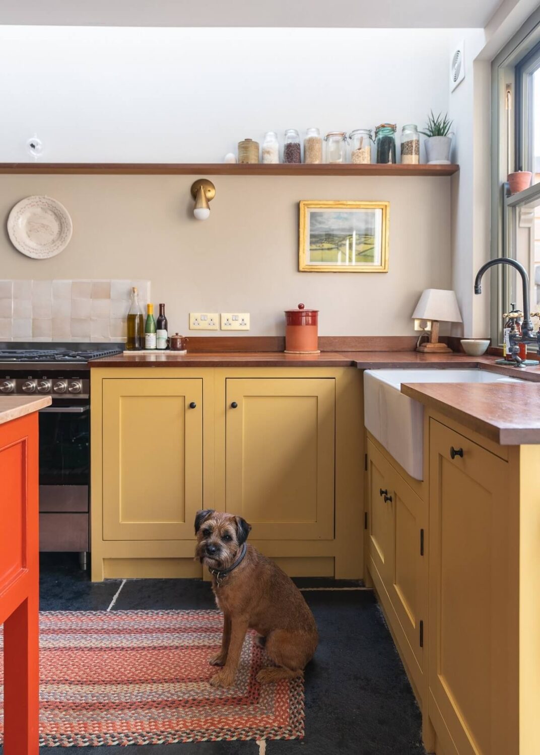 kitchen with yellow cupboards