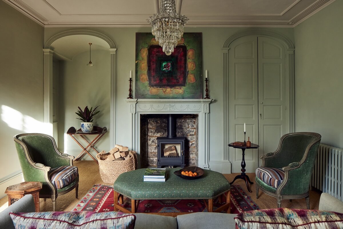 light green living room fireplace built in cabinetss